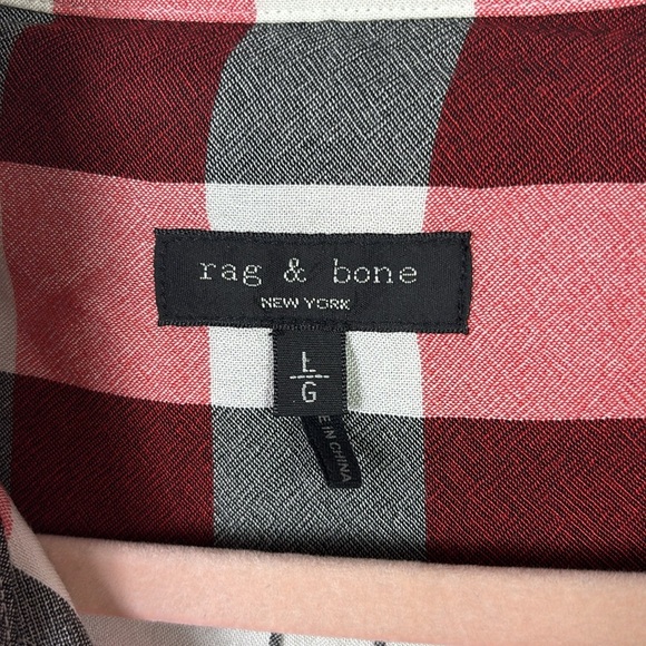 Rag & Bone Camille Top Drape Front High Low Plaid Checkered size Large - Picture 4 of 10